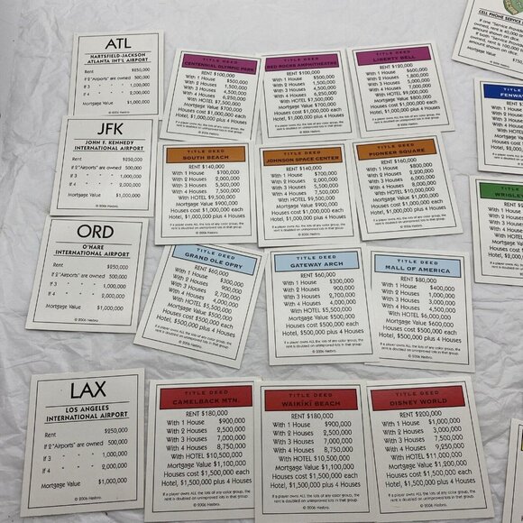 Monopoly Here and Now 2006 US Ed Game Parts 28 Deeds Money w Holder Chance Card - Picture 2 of 7